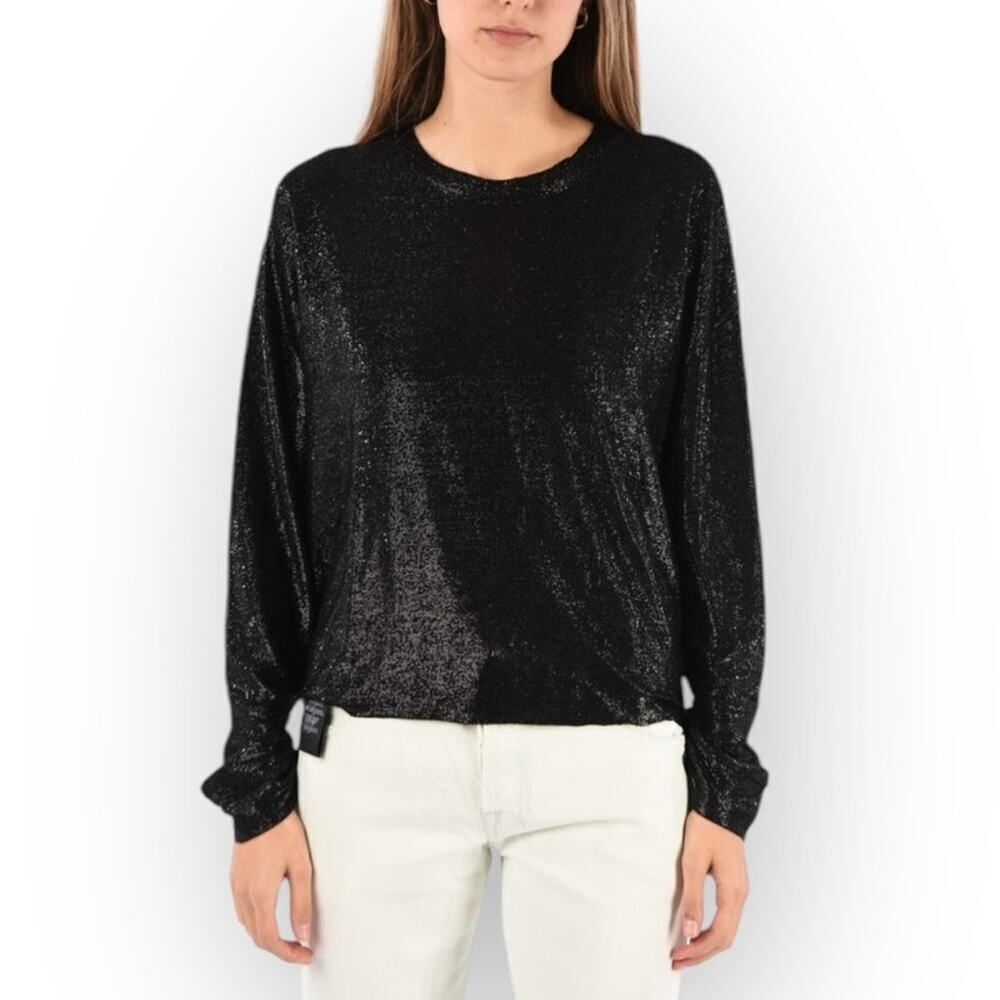 RtA Lurex Sweater Women's XXS Black Metallic Long Sleeve Pullover Oversized